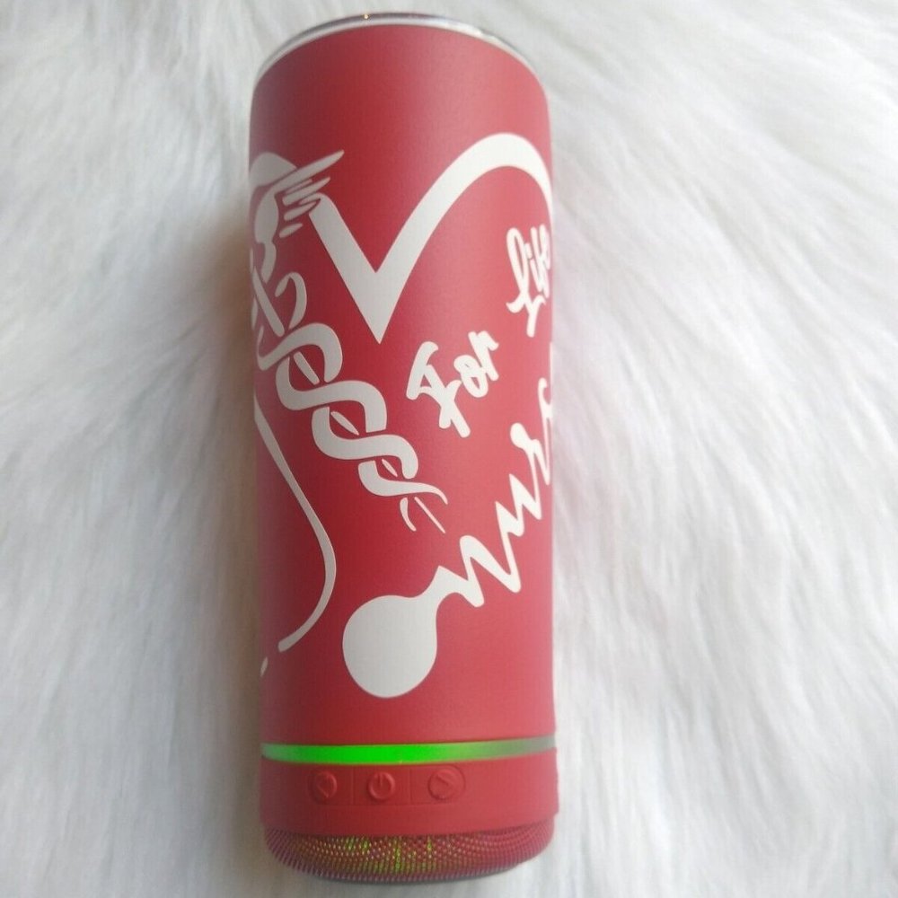 Tumbler with Bluetooth Speaker 20 oz Double Wall Personalized for nurse Gift